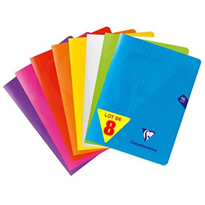 Clairefontaine 313741AMZC Pack 8 Heft Schulheft Mimesys, 48 Blatt, 17 x 22cm, 90g, französische Lineatur, Einband PP, farbig sortiert, 1 Pack Clairefontaine 313741AMZC Pack 8 Heft Schulheft Mimesys, 48 Blatt, 17 x 22cm, 90g, französische Lineatur, Einband PP, farbig sortiert, 1 Pack