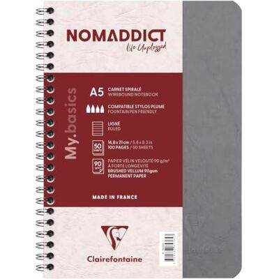 Clairefontaine 785365C Agebag Spiralbuch (DIN A5, 14,8 x 21 cm, 50 Blatt, liniert, Doppelspiralbindung, praktisch für unterwegs, robust und belastbar) 1 Stück grau Clairefontaine 785365C Agebag Spiralbuch (DIN A5, 14,8 x 21 cm, 50 Blatt, liniert, Doppelspiralbindung, praktisch für unterwegs, robust und belastbar) 1 Stück grau