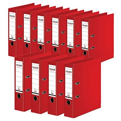 FALKEN 10x Chromocolor Premium-Ordner 8cm breit DIN A4 rot Made in Germany Kunststoffbezug außen und innen FALKEN 10x Chromocolor Premium-Ordner 8cm breit DIN A4 rot Made in Germany Kunststoffbezug außen und innen
