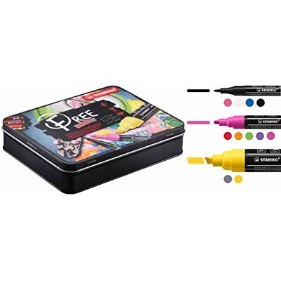 STABILO Acrylmarker FREE Acrylic Starter Set 11er Pack 4x T100, 5x T300, 2x T800C in 11 verschiedenen Farben STABILO Acrylmarker FREE Acrylic Starter Set 11er Pack 4x T100, 5x T300, 2x T800C in 11 verschiedenen Farben