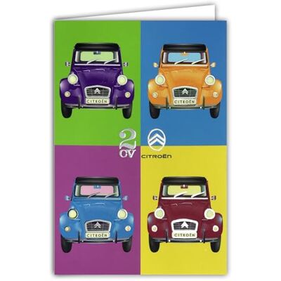 Les Collections Rétro Karte für Citroën 2CV Pop Art Auto Passion Collections, offizielles Lizenzprodukt, silberfarbene Autos, glänzend, offen, weiß, 23 x 17 cm, mit weißem Umschlag, 12 x 17,5 cm, Geburtstag, Ruhestand Les Collections Rétro Karte für Citroën 2CV Pop Art Auto Passion Collections, offizielles Lizenzprodukt, silberfarbene Autos, glänzend, offen, weiß, 23 x 17 cm, mit weißem Umschlag, 12 x 17,5 cm, Geburtstag, Ruhestand