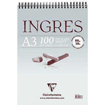 Clairefontaine 96478C Zeichenblock Ingres (mit Doppelspirale, gekörnt, DIN A3, 29,7 x 42 cm, 100 Bögen, 80 g, ideal für Trockentechniken) weiß Clairefontaine 96478C Zeichenblock Ingres (mit Doppelspirale, gekörnt, DIN A3, 29,7 x 42 cm, 100 Bögen, 80 g, ideal für Trockentechniken) weiß