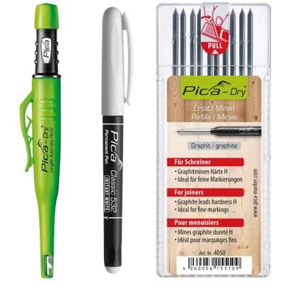 Pica vasalat Permanent Marker + Dry Tieflochmarker Graphit + 10 Ersatzminen Pica vasalat Permanent Marker + Dry Tieflochmarker Graphit + 10 Ersatzminen