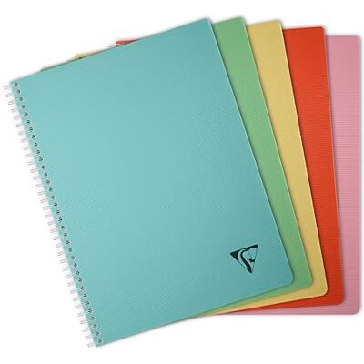 Clairefontaine 327126C Spiralbuch Heft Linicolor Essence, DIN A4, 90 Blatt kariert 90g, Einband aus gerilltem PP, farbig sortiert, 1 Stück Clairefontaine 327126C Spiralbuch Heft Linicolor Essence, DIN A4, 90 Blatt kariert 90g, Einband aus gerilltem PP, farbig sortiert, 1 Stück