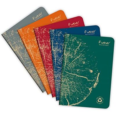 Clairefontaine 68486C Packung mit 5 Notizheften FOREVER Premium 14,8x21cm, 90g Recycling Papier, 48 Blatt,liniert,farbig sortiert, 1 Pack Clairefontaine 68486C Packung mit 5 Notizheften FOREVER Premium 14,8x21cm, 90g Recycling Papier, 48 Blatt,liniert,farbig sortiert, 1 Pack