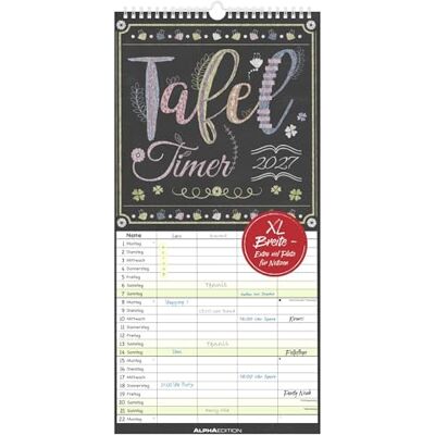 Alpha Tafel Timer 4 Spalten 2027: Familienplaner 22x45 cm mit 4 Spalten, Ferienübersicht, Feiertagen im Kreidetafel-Design, ideal für Familienorganisation Alpha Tafel Timer 4 Spalten 2027: Familienplaner 22x45 cm mit 4 Spalten, Ferienübersicht, Feiertagen im Kreidetafel-Design, ideal für Familienorganisation