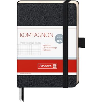 BRUNNEN Notizbuch Kompagnon Klassik A6, kariert, Stifthalter, schwarz BRUNNEN Notizbuch Kompagnon Klassik A6, kariert, Stifthalter, schwarz