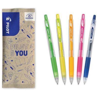 PILOT 5er-Set Pop'Lol Gel-Tinten-Roller Druck- und Nachfüllbar Flüssiges Schreiben Neonfarben Grün, Gelb, Orange, Rosa + Blau Mittlere Spitze PILOT 5er-Set Pop'Lol Gel-Tinten-Roller Druck- und Nachfüllbar Flüssiges Schreiben Neonfarben Grün, Gelb, Orange, Rosa + Blau Mittlere Spitze
