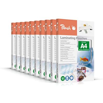 Peach Laminierfolien A4-80 mic 10 x 100 pouches glänzend Premiumqualität für beste Laminierergebnisse kompatibel mit Geräten aller Markenhersteller PP580-0210A Peach Laminierfolien A4-80 mic 10 x 100 pouches glänzend Premiumqualität für beste Laminierergebnisse kompatibel mit Geräten aller Markenhersteller PP580-0210A
