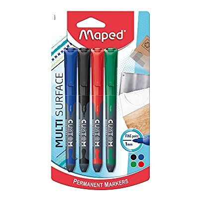 Maped Permanent-Marker/Kreativ-Marker CUSTOM mit feiner Spitze für verschiedene Oberflächen: Holz, Metall, Glas, Porzellan, Karton, Textilien x4 Farben im Set, sortiert Maped Permanent-Marker/Kreativ-Marker CUSTOM mit feiner Spitze für verschiedene Oberflächen: Holz, Metall, Glas, Porzellan, Karton, Textilien x4 Farben im Set, sortiert