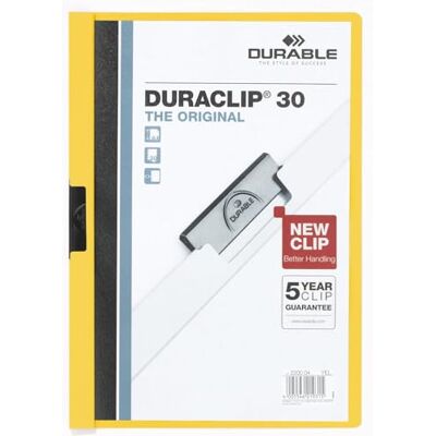 Durable Duraclip Original 30,Klemm-Mappe, A4, 25 Stück, gelb, 220004 Dokumentenmappe für 1-30 Blatt, Klemmhefter für ungelochtes Papier, Füllhöhe 3 mm, Cliphefter aus Kunststoff, Made in Germany Durable Duraclip Original 30,Klemm-Mappe, A4, 25 Stück, gelb, 220004 Dokumentenmappe für 1-30 Blatt, Klemmhefter für ungelochtes Papier, Füllhöhe 3 mm, Cliphefter aus Kunststoff, Made in Germany