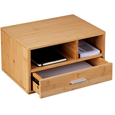 Relaxdays Schreibtisch Organizer, 1 Schublade, 2 Fächer, HxBxT: 22 x 40 x 31 cm, Bambus, Tisch-Organizer für Büro, Natur Relaxdays Schreibtisch Organizer, 1 Schublade, 2 Fächer, HxBxT: 22 x 40 x 31 cm, Bambus, Tisch-Organizer für Büro, Natur