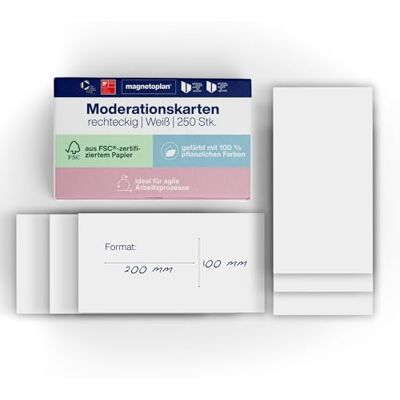 Magnetoplan Kommunikationskarten - 250 Stück - Rechteckig Weiß Magnetoplan Kommunikationskarten - 250 Stück - Rechteckig Weiß
