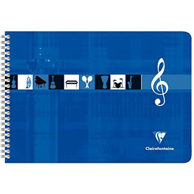 Clairefontaine 8104C Noten- und Gesangsheft mit Doppelspirale, DIN A4+ 24x32 cm im Querformat, 25 Blatt / 8 Notenlinien, 90g, ideal für Musikunterricht, Blau, 1 Stück Clairefontaine 8104C Noten- und Gesangsheft mit Doppelspirale, DIN A4+ 24x32 cm im Querformat, 25 Blatt / 8 Notenlinien, 90g, ideal für Musikunterricht, Blau, 1 Stück