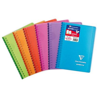 Clairefontaine 341601C Koverbook, 11 x 17m, kariert, 50 Blatt, mit Spiralbindung, 1 Stück, farbig sortiert, 11 x 17cm Clairefontaine 341601C Koverbook, 11 x 17m, kariert, 50 Blatt, mit Spiralbindung, 1 Stück, farbig sortiert, 11 x 17cm
