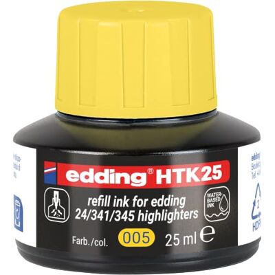 edding HTK 25 Nachfülltinte gelb 25 ml mit Kapillarsystem, ideal zum sauberen und unkomplizierten Nachfüllen der Textmarker e-345 und e-24 edding HTK 25 Nachfülltinte gelb 25 ml mit Kapillarsystem, ideal zum sauberen und unkomplizierten Nachfüllen der Textmarker e-345 und e-24