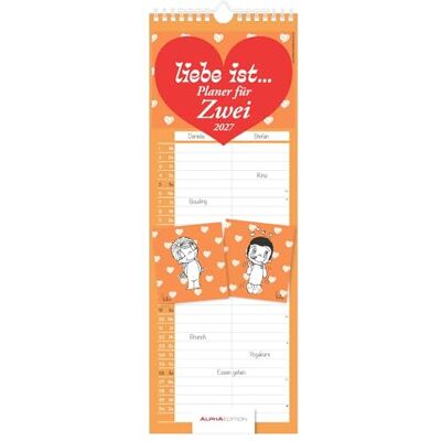 Alpha Liebe ist... Planer für Zwei 2027: Partnerkalender 15x42 cm mit 2 Spalten, süßen Illustrationen & Schulferien (DE/CH/AT) ideal für Paare & gemeinsame Alltagsplanung Alpha Liebe ist... Planer für Zwei 2027: Partnerkalender 15x42 cm mit 2 Spalten, süßen Illustrationen & Schulferien (DE/CH/AT) ideal für Paare & gemeinsame Alltagsplanung
