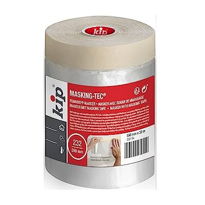 kip Tape 232-54 Feinkrepp-Masker – Abdeckfolie mit Kreppband zum Streichen & Lackieren – Schutz vor Farbflecken – 550mm x 33m kip Tape 232-54 Feinkrepp-Masker – Abdeckfolie mit Kreppband zum Streichen & Lackieren – Schutz vor Farbflecken – 550mm x 33m