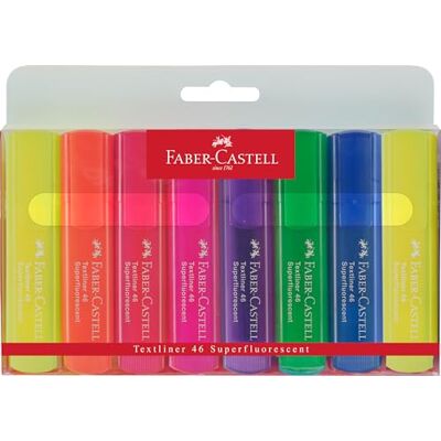 Faber-Castell Textmarker Set TL 1546 Neon, 8 Marker Highlighter mit Neonfarben, Keilspitze und 1-5 mm Strichbreite für Markierungen Faber-Castell Textmarker Set TL 1546 Neon, 8 Marker Highlighter mit Neonfarben, Keilspitze und 1-5 mm Strichbreite für Markierungen