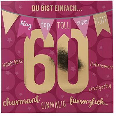 Depesche 11515-046 Zahlenkarte zum 60. Geburtstag mit Musik, veredelte Klappkarte mit originellem Innentext, inkl. Umschlag, Format 15,5 x 15,5 cm Depesche 11515-046 Zahlenkarte zum 60. Geburtstag mit Musik, veredelte Klappkarte mit originellem Innentext, inkl. Umschlag, Format 15,5 x 15,5 cm