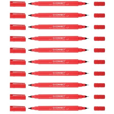 Q-Connect Doppelspitze CD DVD BD Marker, Rot, 10er Pack, Wasserfest, Ungiftig Q-Connect Doppelspitze CD DVD BD Marker, Rot, 10er Pack, Wasserfest, Ungiftig
