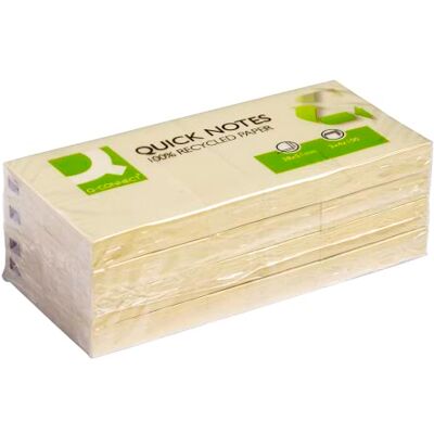 Q-Connect Haftnotizblock Quick Notes, 38 x 51 mm, wiederverwendbares Recyclingpapier Gelb, 12 Stück Q-Connect Haftnotizblock Quick Notes, 38 x 51 mm, wiederverwendbares Recyclingpapier Gelb, 12 Stück