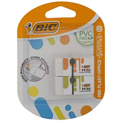 BIC Radierer MINI PLAST-OFFICE aus Kunststoff, 41 x 18.5 x 11.5 mm, Blister à 2 Stück BIC Radierer MINI PLAST-OFFICE aus Kunststoff, 41 x 18.5 x 11.5 mm, Blister à 2 Stück