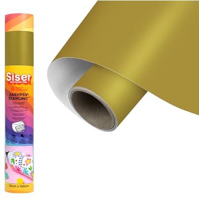 SISER EasyPSV Starling 150 x 30 cm Goldglänzendes, permanent haftendes Vinyl, zur Personalisierung von Gegenständen und harten Oberflächen, Cutter-Plotter-kompatibel, spülmaschinenfest SISER EasyPSV Starling 150 x 30 cm Goldglänzendes, permanent haftendes Vinyl, zur Personalisierung von Gegenständen und harten Oberflächen, Cutter-Plotter-kompatibel, spülmaschinenfest