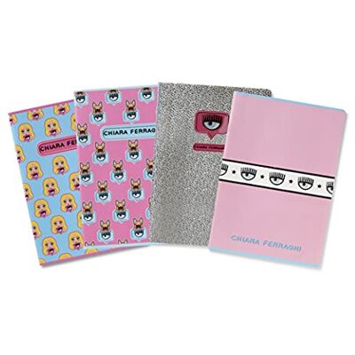 Pigna Maxi-Notizbücher Chiara Ferragni & , A4-Format, 4M 4mm kariert, Pink/Azur-Mix-Themen, 5 Notizbücher-Pack Pigna Maxi-Notizbücher Chiara Ferragni & , A4-Format, 4M 4mm kariert, Pink/Azur-Mix-Themen, 5 Notizbücher-Pack