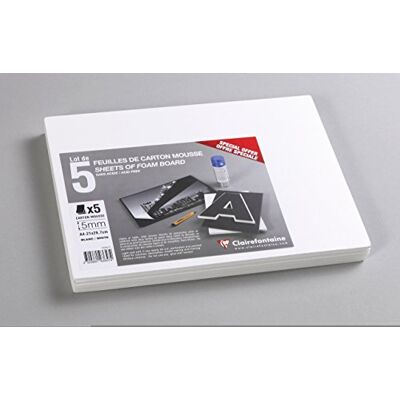 Clairefontaine 193657C Packung (mit 5 Schaumkartons, DIN A4, 21 x 29,7 cm, 5 mm, säurefrei, leicht und fest, geeignet für Dekorationsarbeiten, zur Bilderrahmung, zum Modellieren) 5er Pack weiß Clairefontaine 193657C Packung (mit 5 Schaumkartons, DIN A4, 21 x 29,7 cm, 5 mm, säurefrei, leicht und fest, geeignet für Dekorationsarbeiten, zur Bilderrahmung, zum Modellieren) 5er Pack weiß