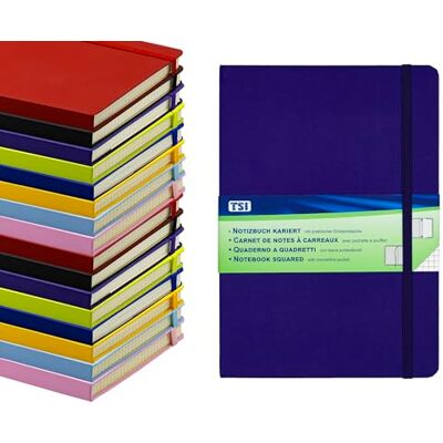 TSI Notizbuch A5 kariert, Farbe indigo, 192 Seiten, mit Innentasche, Lesezeichen, Elastischer Verschluß, Art.Nr. 63555-IN TSI Notizbuch A5 kariert, Farbe indigo, 192 Seiten, mit Innentasche, Lesezeichen, Elastischer Verschluß, Art.Nr. 63555-IN