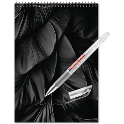 Staufen Papique x Edding Black Spiralblock schwarz DIN A5 mit Gelroller silber Kreativset mit schwarzem Papier & silbernem Gelroller, 80 g/m², 100 % Recyclingpapier, für Handlettering & Illustration Staufen Papique x Edding Black Spiralblock schwarz DIN A5 mit Gelroller silber Kreativset mit schwarzem Papier & silbernem Gelroller, 80 g/m², 100 % Recyclingpapier, für Handlettering & Illustration