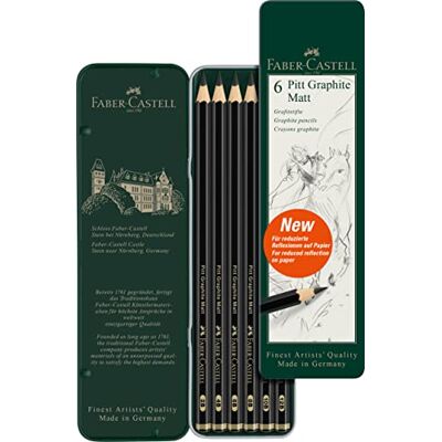 Faber-Castell Bleistifte Set Pitt Graphite Matt, 6-teilig Extra matte Künstlerbleistifte in den Härtegraden 2B bis 12B für Grafitarbeiten Faber-Castell Bleistifte Set Pitt Graphite Matt, 6-teilig Extra matte Künstlerbleistifte in den Härtegraden 2B bis 12B für Grafitarbeiten