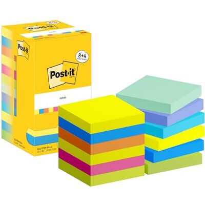 Post-it Notes, 8 + 4 Gratis-Blöcke (1200 Blatt), 76 x 76 mm Selbstklebende Haftnotizen, Praktische Klebezettel für Bürobedarf, Meetings, Erinnerungen, To-Do-Listen und zum Organisieren Post-it Notes, 8 + 4 Gratis-Blöcke (1200 Blatt), 76 x 76 mm Selbstklebende Haftnotizen, Praktische Klebezettel für Bürobedarf, Meetings, Erinnerungen, To-Do-Listen und zum Organisieren