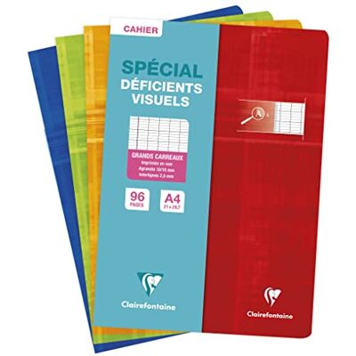 Clairefontaine 63996C Heft DIN A4, 21 x 29,7cm, ideal für Sehbehinderte, schwarze Lineatur 2,5mm 10x10, französische Lineatur, 1 Stück, farbg sortiert Clairefontaine 63996C Heft DIN A4, 21 x 29,7cm, ideal für Sehbehinderte, schwarze Lineatur 2,5mm 10x10, französische Lineatur, 1 Stück, farbg sortiert