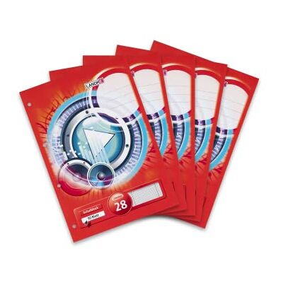 LANDRÉ Schulblock A4 kariert, Lineatur 28, 50 Blatt, kopfverleimt, rot, 5 Stück LANDRÉ Schulblock A4 kariert, Lineatur 28, 50 Blatt, kopfverleimt, rot, 5 Stück
