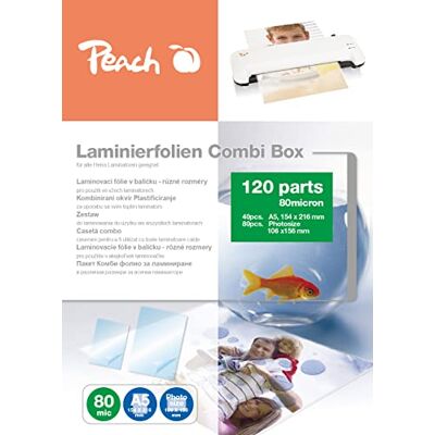 Peach Laminierfolien 40x A5 & 80x 10x15cm Foto 80 mic 120 pouches glänzend kompatibel mit Laminiergeräten aller Markenhersteller PPC500-04 Peach Laminierfolien 40x A5 & 80x 10x15cm Foto 80 mic 120 pouches glänzend kompatibel mit Laminiergeräten aller Markenhersteller PPC500-04