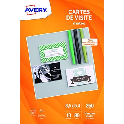 Avery 80 Visitenkarten für Tintenstrahldrucker 85 x 54 mm Avery 80 Visitenkarten für Tintenstrahldrucker 85 x 54 mm