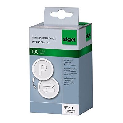Sigel WM010 Wertmarken Chips / Pfandmarken Pfand, weiß, 100 Stück Sigel WM010 Wertmarken Chips / Pfandmarken Pfand, weiß, 100 Stück