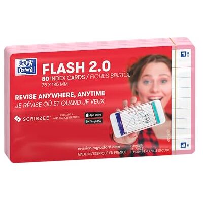 Oxford Flash 2.0 Flashcards A7 75x125mm Liniert Pink 80 Stück Oxford Flash 2.0 Flashcards A7 75x125mm Liniert Pink 80 Stück