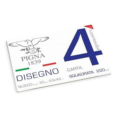 Pigna , 4-Ecken-Zeichenblock Quattro, Format 33x48 cm, 20 Blatt 220 g/qm, Ideal zum Zeichnen und Skizzieren, Glattes quadratisches Papier, Packung 1 St. Pigna , 4-Ecken-Zeichenblock Quattro, Format 33x48 cm, 20 Blatt 220 g/qm, Ideal zum Zeichnen und Skizzieren, Glattes quadratisches Papier, Packung 1 St.