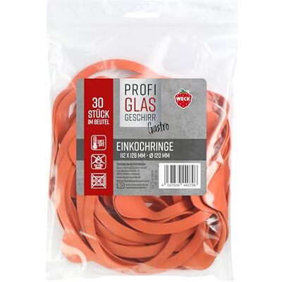 Weck 30er Beutel Gummiringe 112 x 128 mm Ø 120 mm (Gummidichtringe, Einkochgläser) 76136, Orange Weck 30er Beutel Gummiringe 112 x 128 mm Ø 120 mm (Gummidichtringe, Einkochgläser) 76136, Orange