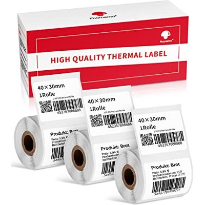 Phomemo Thermoetikettenpapier für M220 M250 M221 M120 M150 M108 M110 M421 Etikettendrucker, Thermopapier für Barcode, Name, Preisschild Etikett 40x30mm,230 Etiketten/Rolle (3 Rolle) Phomemo Thermoetikettenpapier für M220 M250 M221 M120 M150 M108 M110 M421 Etikettendrucker, Thermopapier für Barcode, Name, Preisschild Etikett 40x30mm,230 Etiketten/Rolle (3 Rolle)