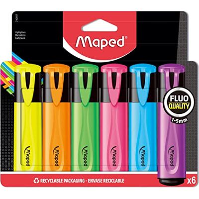 Maped Zakreslacz fluo peps mix kolorów 6 szt etui Maped Zakreslacz fluo peps mix kolorów 6 szt etui