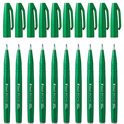 Pentel SES15C-D Faserschreiber mit Flexibler Pinsel-ähnlicher Spitze grün 10 Stück Pentel SES15C-D Faserschreiber mit Flexibler Pinsel-ähnlicher Spitze grün 10 Stück