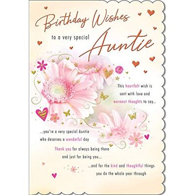 Piccadilly Greetings Traditionelle Geburtstagskarte für Tante, 22,9 x 15,2 cm, Piccadilly Greetings Traditionelle Geburtstagskarte für Tante, 22,9 x 15,2 cm,