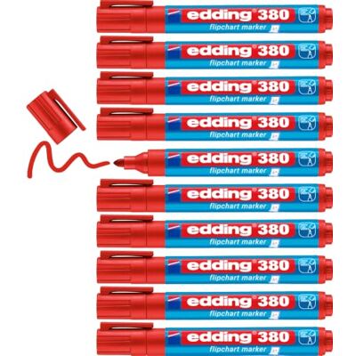 edding 380 Flipchart-Marker rot 10 Stifte Rundspitze 1,5-3 mm Stift zum Schreiben, Zeichnen und Markieren auf Flipcharts Tinte schlägt nicht durch Papier trocknet nicht aus farbintensiv edding 380 Flipchart-Marker rot 10 Stifte Rundspitze 1,5-3 mm Stift zum Schreiben, Zeichnen und Markieren auf Flipcharts Tinte schlägt nicht durch Papier trocknet nicht aus farbintensiv