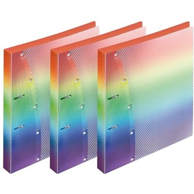 VELOFLEX 1141404-3 Ringbuch Diamond DIN A4, 20mm Füllhöhe, 2 Ring Kunststoff Ordner für Schule und Büro, 3 Stück, Regenbogen VELOFLEX 1141404-3 Ringbuch Diamond DIN A4, 20mm Füllhöhe, 2 Ring Kunststoff Ordner für Schule und Büro, 3 Stück, Regenbogen