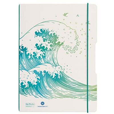 Herlitz 50033645 Notizheft Flex, A4, 2 X 40 Blatt, Liniert Und Kariert, Motiv: GREENline Welle, 1 Stück Herlitz 50033645 Notizheft Flex, A4, 2 X 40 Blatt, Liniert Und Kariert, Motiv: GREENline Welle, 1 Stück