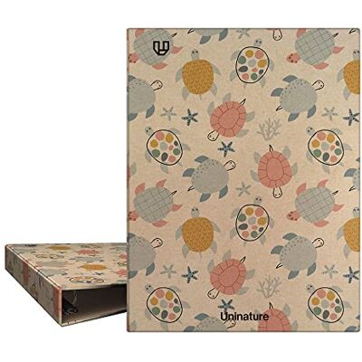 Unipapel Ringbuch A5, umweltfreundlich, 100% recyceltes Papier, 4 Ringe, 20 mm, rund, Uninature Design, Schildkröten, FSC-recycelt, 100% Unipapel Ringbuch A5, umweltfreundlich, 100% recyceltes Papier, 4 Ringe, 20 mm, rund, Uninature Design, Schildkröten, FSC-recycelt, 100%